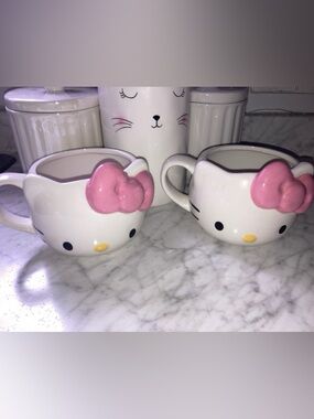 Hello Kitty White Ceramic Mug with Pink Bow and Yellow Nose Accents